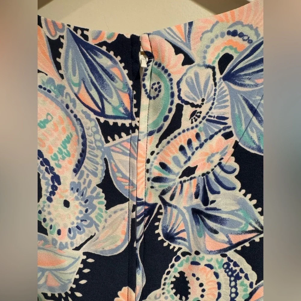 Lilly Pulitzer Donna High Tide Navy “Holy Flockamolie” Shift Dress Romper Size 2